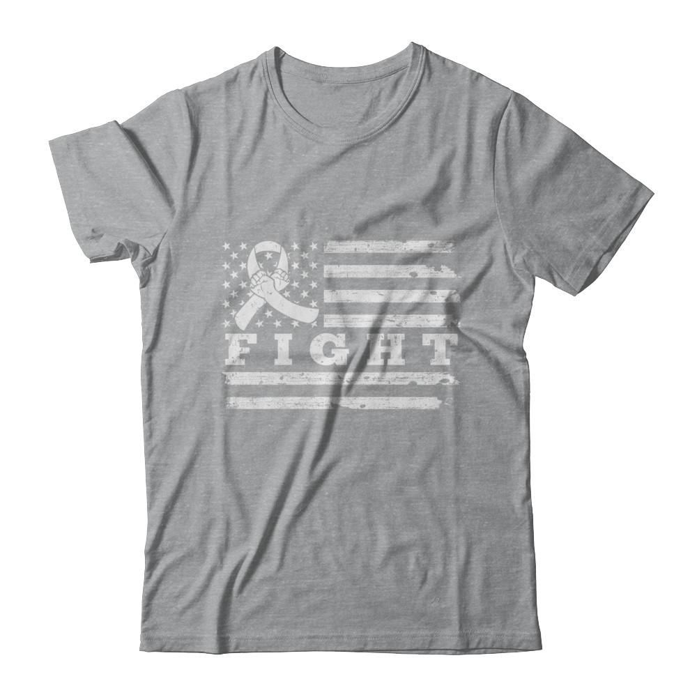 Fight Clear Ribbon US Flag Lung Cancer Awareness-T-Shirt & Hoodie-Classic T-Shirt-Sport Grey
