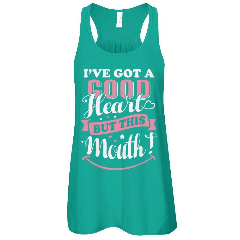 I've Got A Good Heart But This Mouth-T-Shirt & Tank Top-Women's Flowy Racerback Tank-Kelly