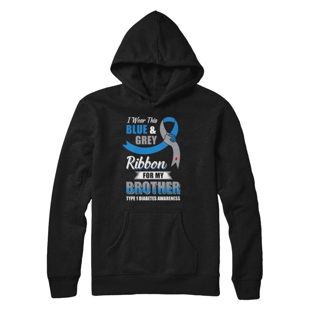 I Wear Blue And Gray For My Brother Diabetes Awareness-T-Shirt & Hoodie-Pullover Hoodie-Black