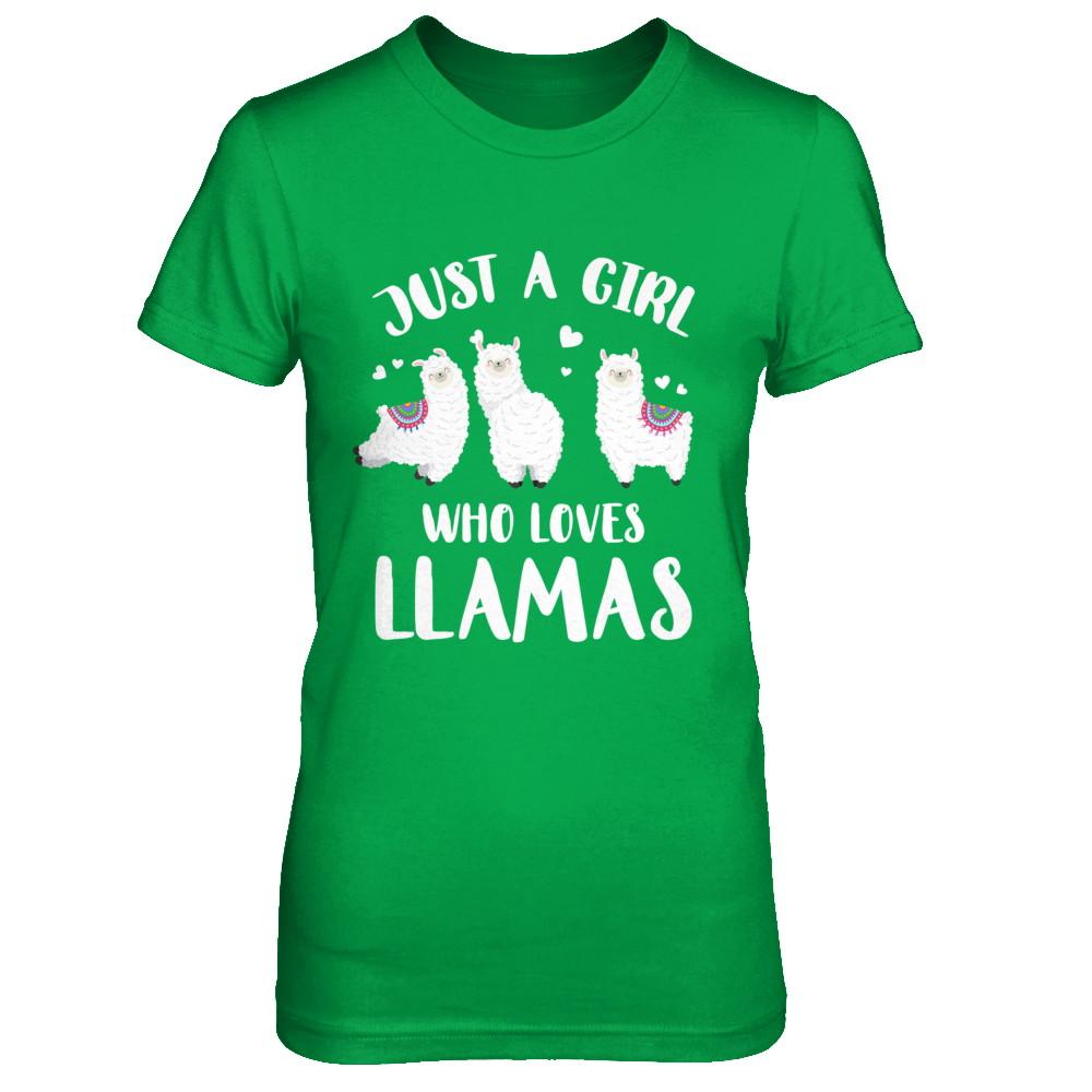 Just A Girl Who Loves Llamas-T-Shirt & Hoodie-Women's T-Shirt-Irish Green