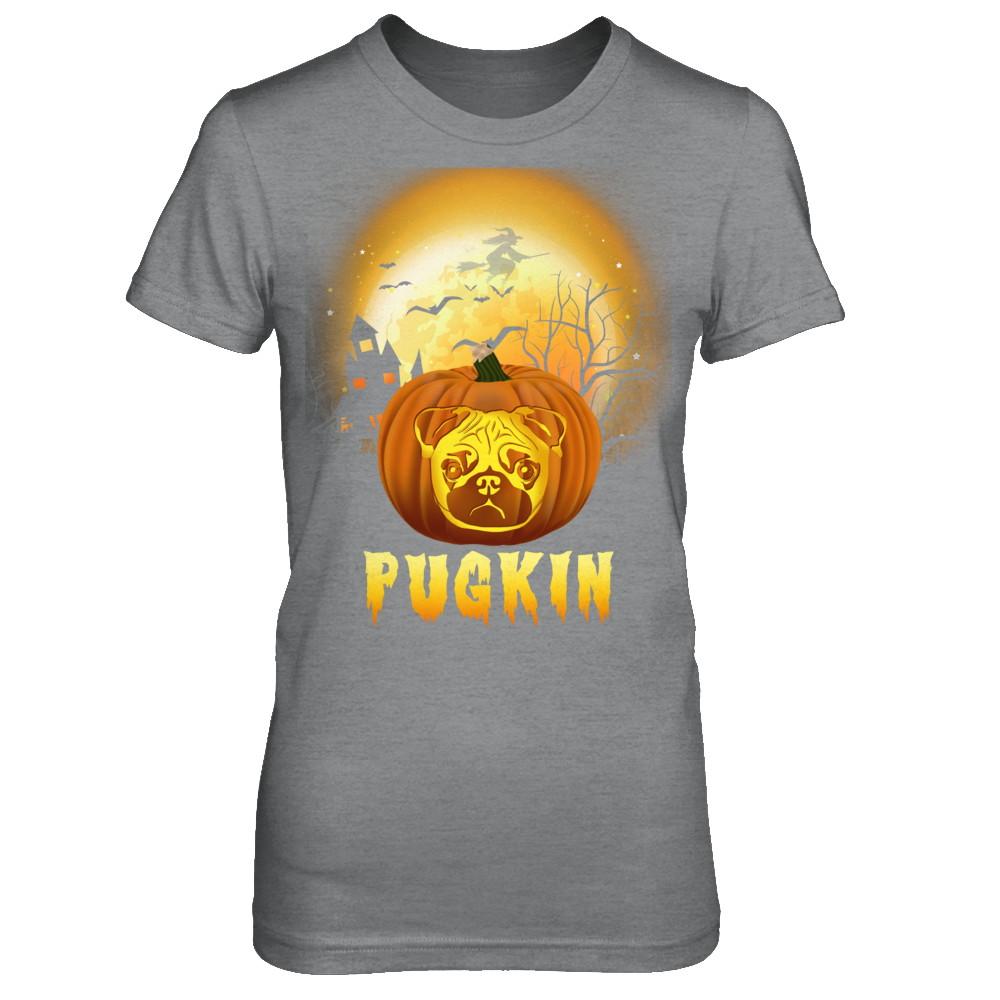 Halloween Pugkin Funny Pumpkin Pug-T-Shirt & Hoodie-Women's T-Shirt-Sport Grey