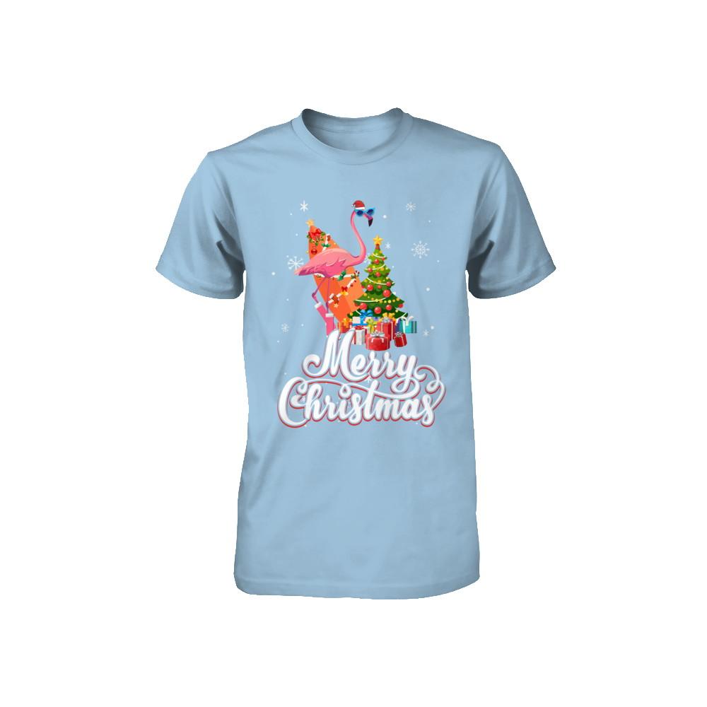 Flamingo Christmas Gift Merry Christmas Flamingo Youth-Youth Shirt-Toddler T-Shirt-Light Blue