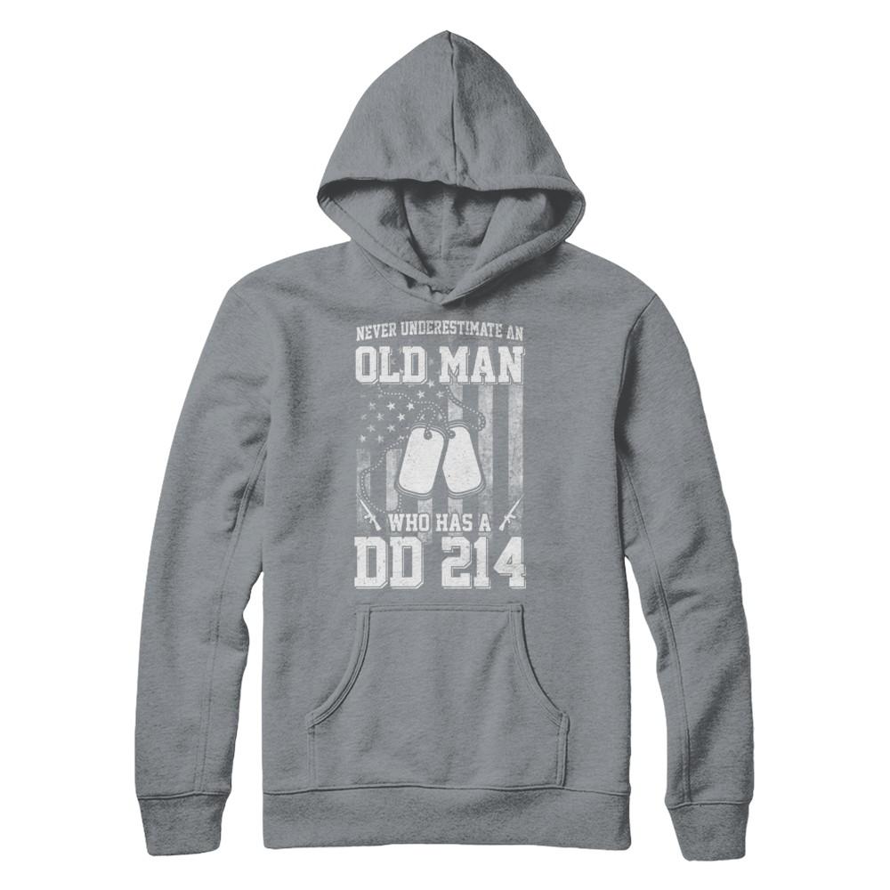 Never Underestimate An Old Man Who Has DD214-T-Shirt & Hoodie-Hanes - Heavyweight Pullover Hoodie-Light Steel