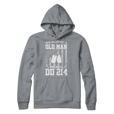 Never Underestimate An Old Man Who Has DD214-T-Shirt & Hoodie-Hanes - Heavyweight Pullover Hoodie-Light Steel