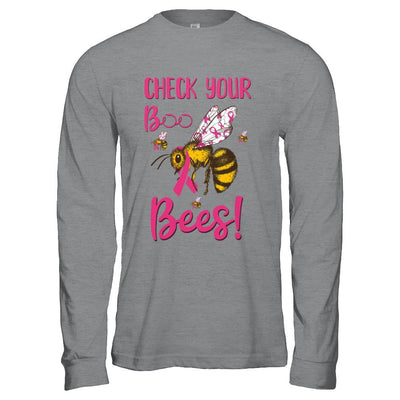 Check Your Boo Bees Funny Breast Cancer-T-Shirt & Hoodie-Long Sleeve T-Shirt-Sport Grey