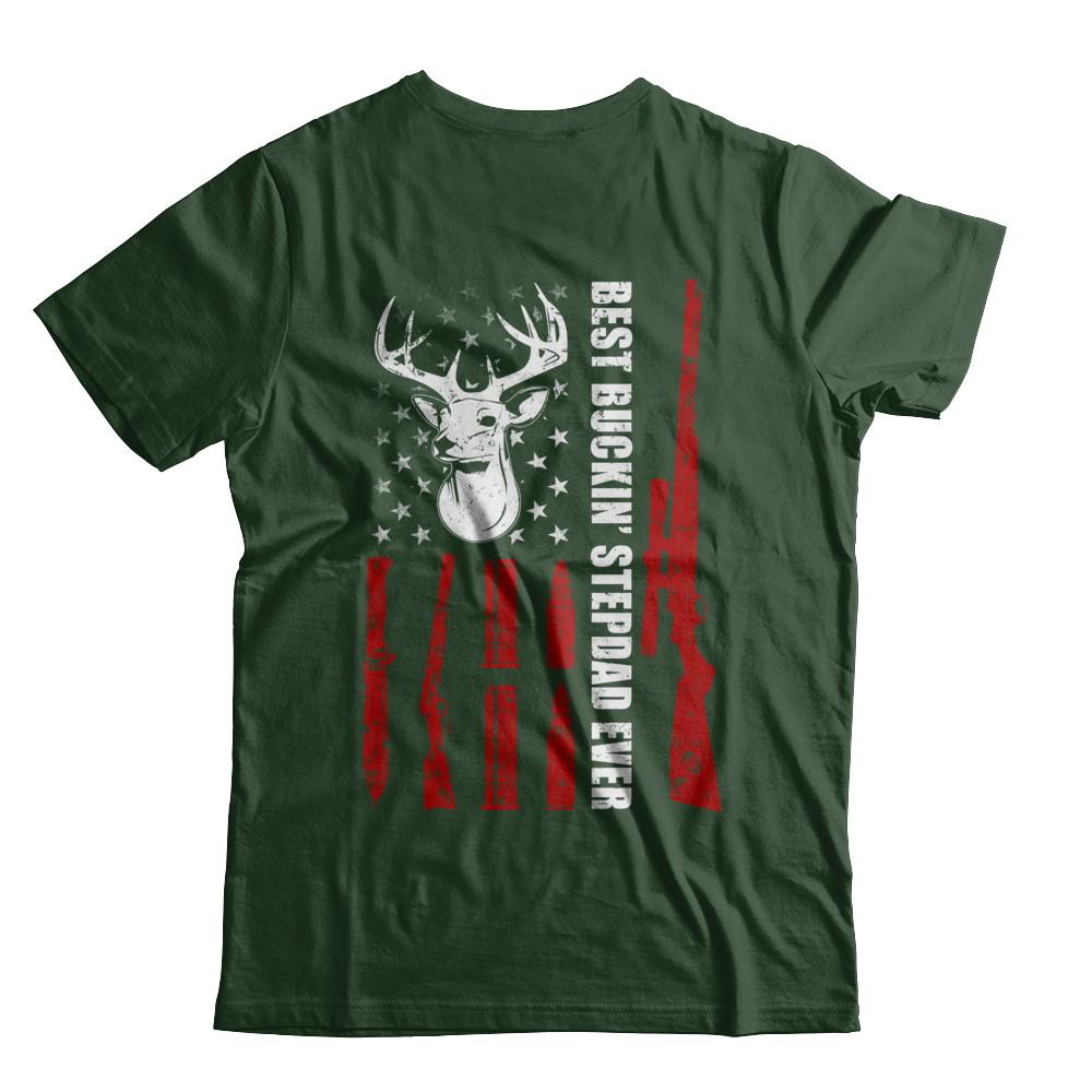 Best Buckin' Stepfather Ever Deer Hunting Stepdad Fathers Day-T-Shirt & Hoodie-Classic T-Shirt-Forest Green
