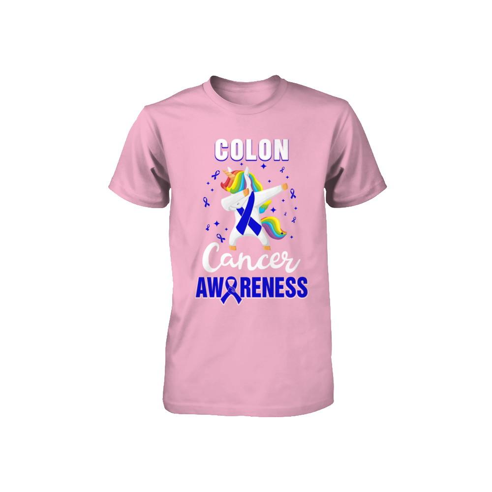 Inspirational Colon Cancer Awareness Unicorn Support Youth-Youth Shirt-Toddler T-Shirt-Pink