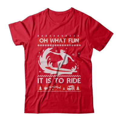 Oh What Fun It Is To Ride Sweater Christmas Surfing-T-Shirt & Sweatshirt-Premium T-Shirt-Red