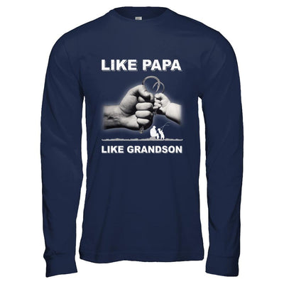 Like Papa Like Grandson Fishing Fish Fathers Day-T-Shirt & Hoodie-Long Sleeve T-Shirt-Navy