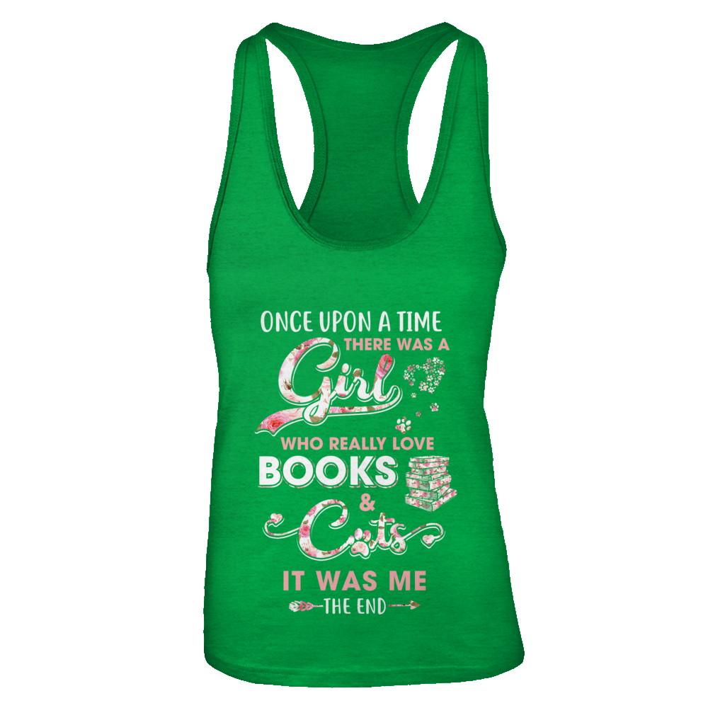 There Was A Girl Who Really Loved Books And Cats-T-Shirt & Tank Top-Women's Ideal Racerback Tank-Kelly Green