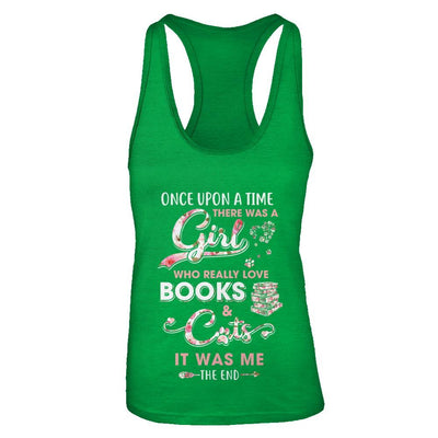 There Was A Girl Who Really Loved Books And Cats-T-Shirt & Tank Top-Women's Ideal Racerback Tank-Kelly Green