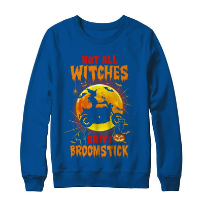 Not All Witches Drive Broom Funny Halloween Biker-T-Shirt & Sweatshirt-Crewneck Sweatshirt-Deep Royal