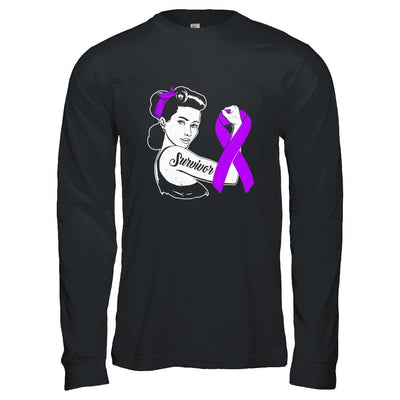 We Can Cure It Purple Alzheimer's Awareness Survivor-T-Shirt & Hoodie-Long Sleeve T-Shirt-Black