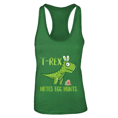 Funny Easter Bunny Dinosaur T-Rex Hates Egg Hunts-T-Shirt & Tank Top-Women's Ideal Racerback Tank-Kelly Green