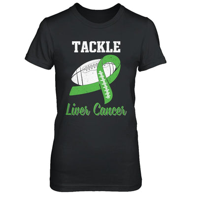 Football Survivor Tackle Green Liver Cancer Awareness-T-Shirt & Hoodie-Women's T-Shirt-Black