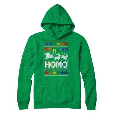 Ho Ho Ho Homo Santa LGBT Gay Ugly Christmas Sweater-T-Shirt & Sweatshirt-Pullover Hoodie-Irish Green
