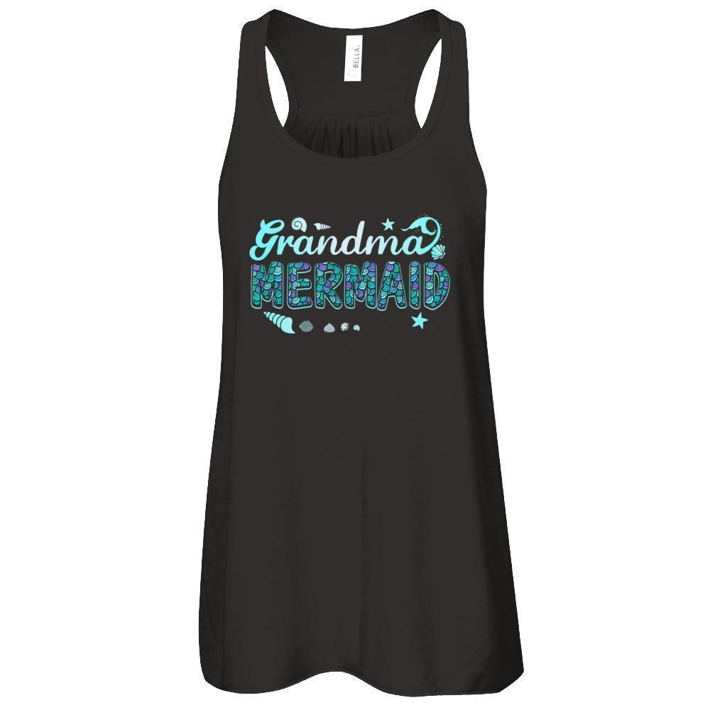 Grandma Mermaid-T-Shirt & Tank Top-Women's Flowy Racerback Tank-Black