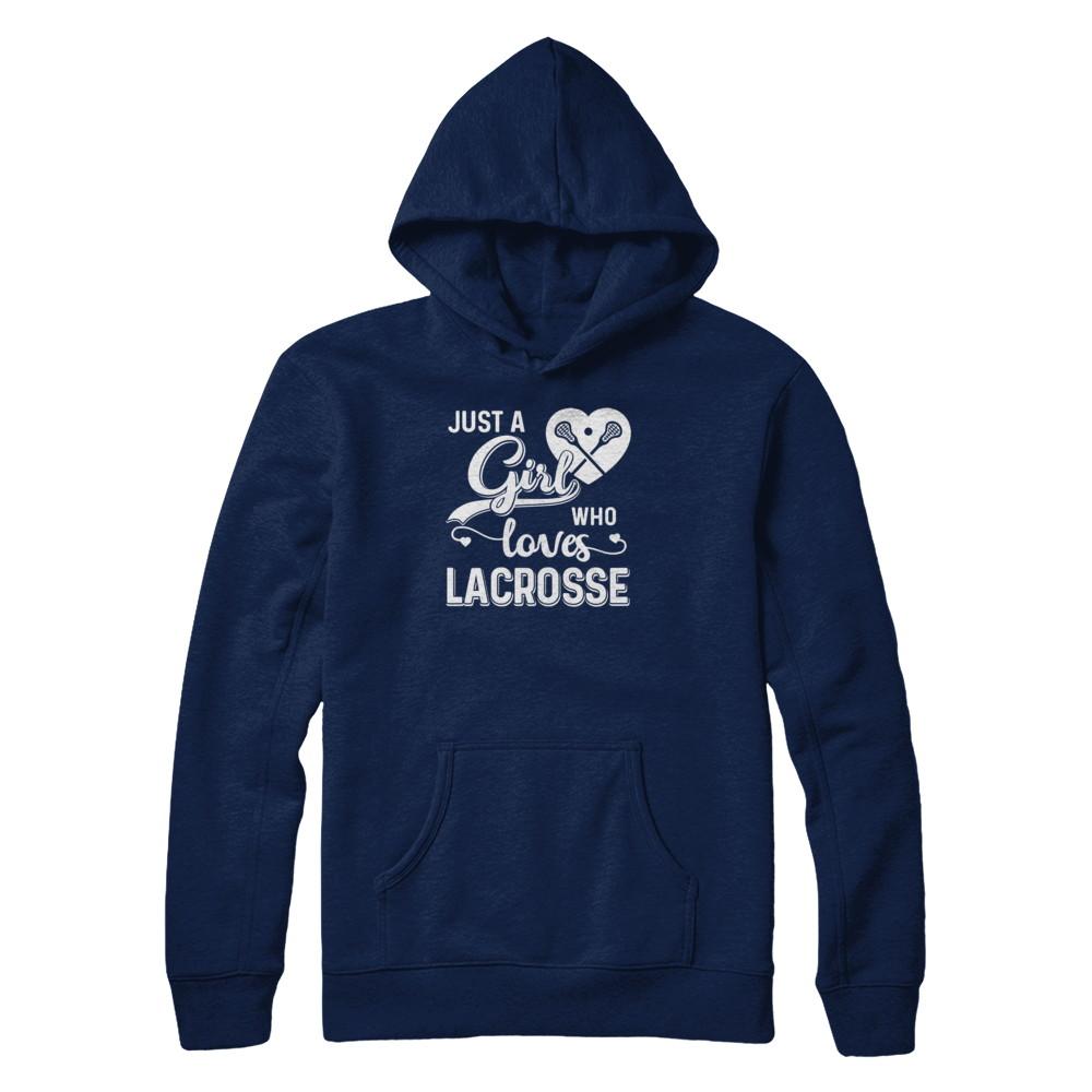 Just A Girl Who Loves Lacrosse-T-Shirt & Tank Top-Pullover Hoodie-Navy