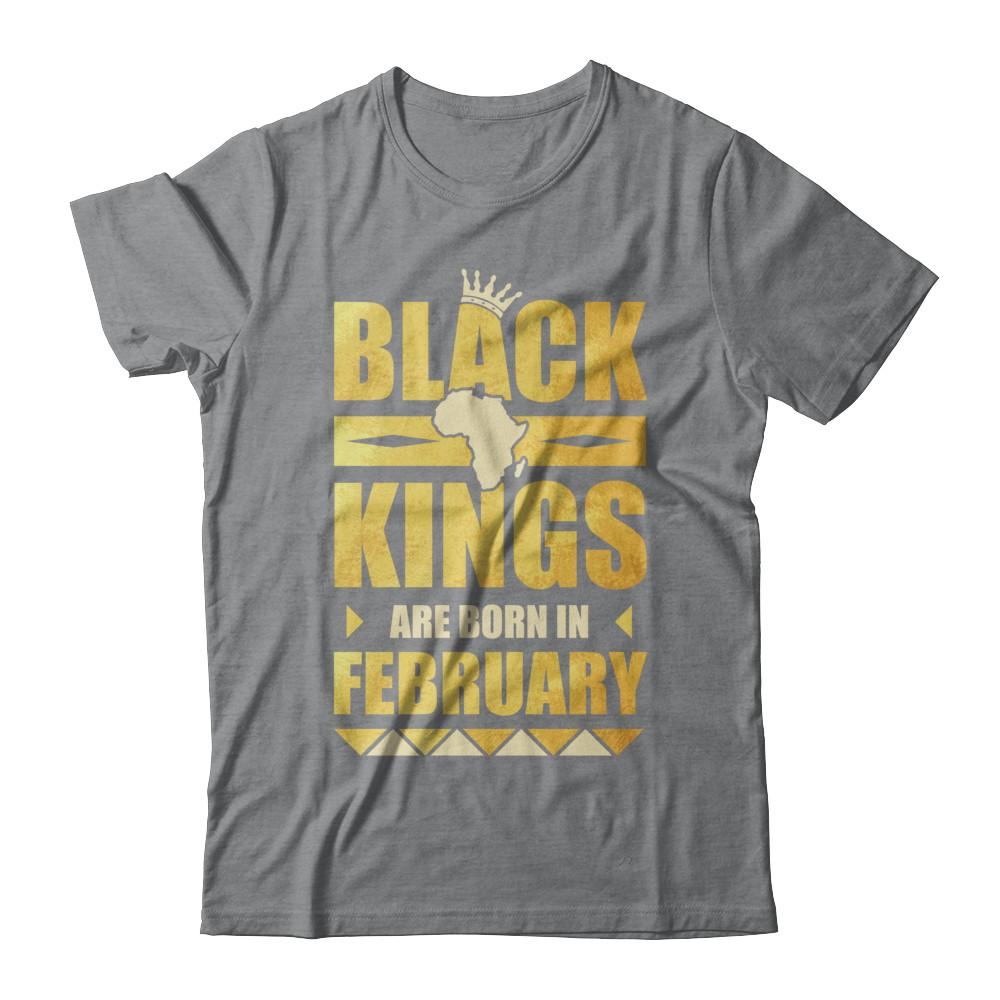 Black Kings Are Born In February Birthday-T-Shirt & Hoodie-Classic T-Shirt-Sport Grey
