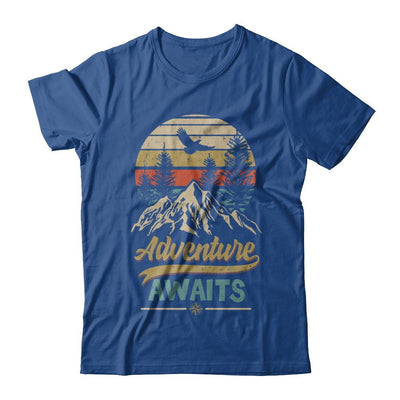Vintage Adventure Awaits Camping Camper Outdoor Travel-T-Shirt & Hoodie-Classic T-Shirt-Royal