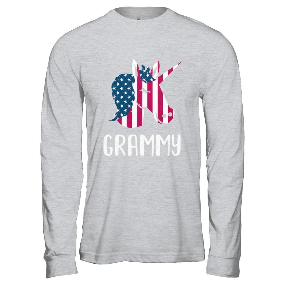 Patriotic Grammy Unicorn Americorn 4Th Of July-T-Shirt & Hoodie-Long Sleeve T-Shirt-Sport Grey