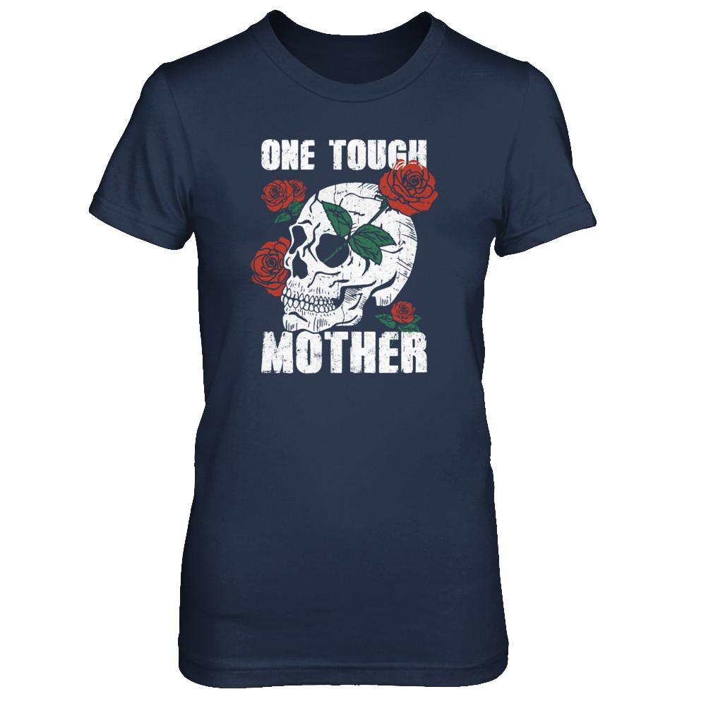 One Tough Mother Skull Rose-T-Shirt & Tank Top-Women's T-Shirt-Navy