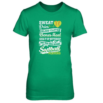Real Girls Become Softball Players-T-Shirt & Tank Top-Women's T-Shirt-Irish Green