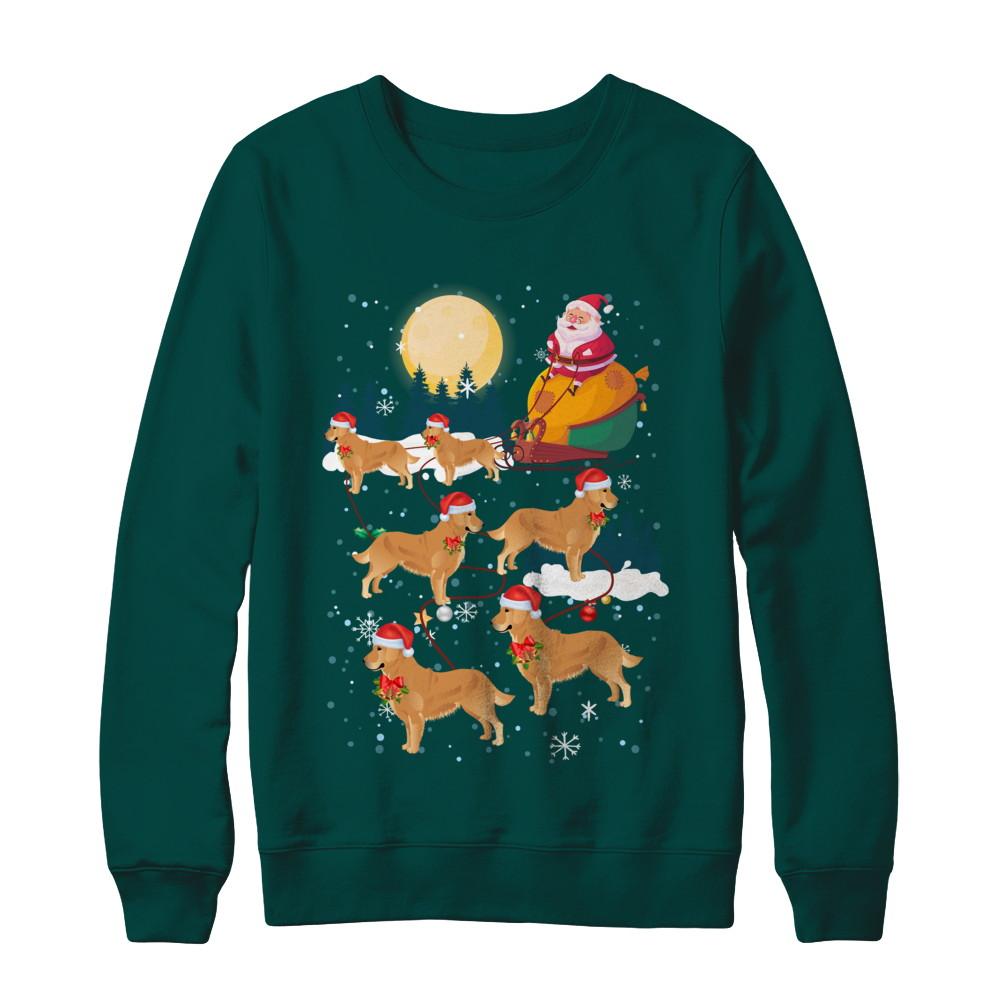 Dog Reindeer Golden Retriever Christmas Gift-T-Shirt & Sweatshirt-Crewneck Sweatshirt-Deep Forest