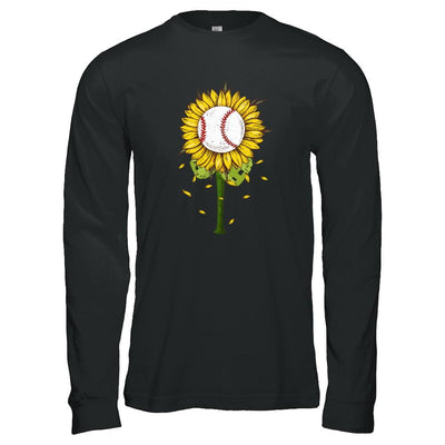 Sunflower Baseball Mom Daughter Lover Gift-T-Shirt & Tank Top-Long Sleeve T-Shirt-Black