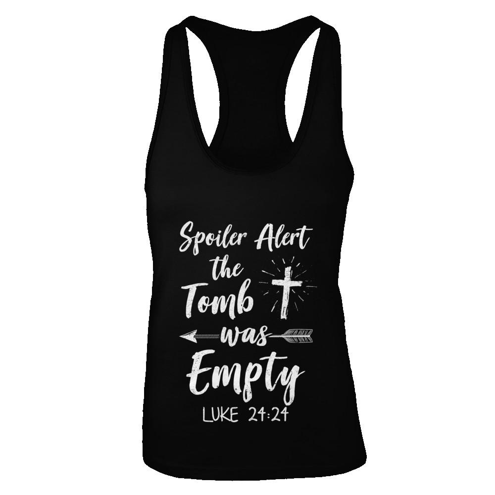 Spoiler Alert The Tomb Was Empty Christian Easter-T-Shirt & Tank Top-Women's Ideal Racerback Tank-Black