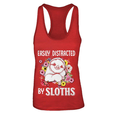 Easily Distracted By Sloths-T-Shirt & Tank Top-Women's Ideal Racerback Tank-Red