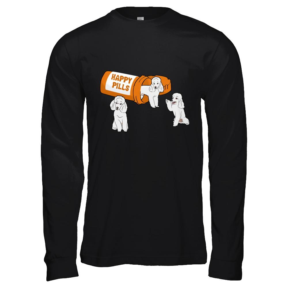 Poodles Happy Pills-T-Shirt & Hoodie-Long Sleeve T-Shirt-Black