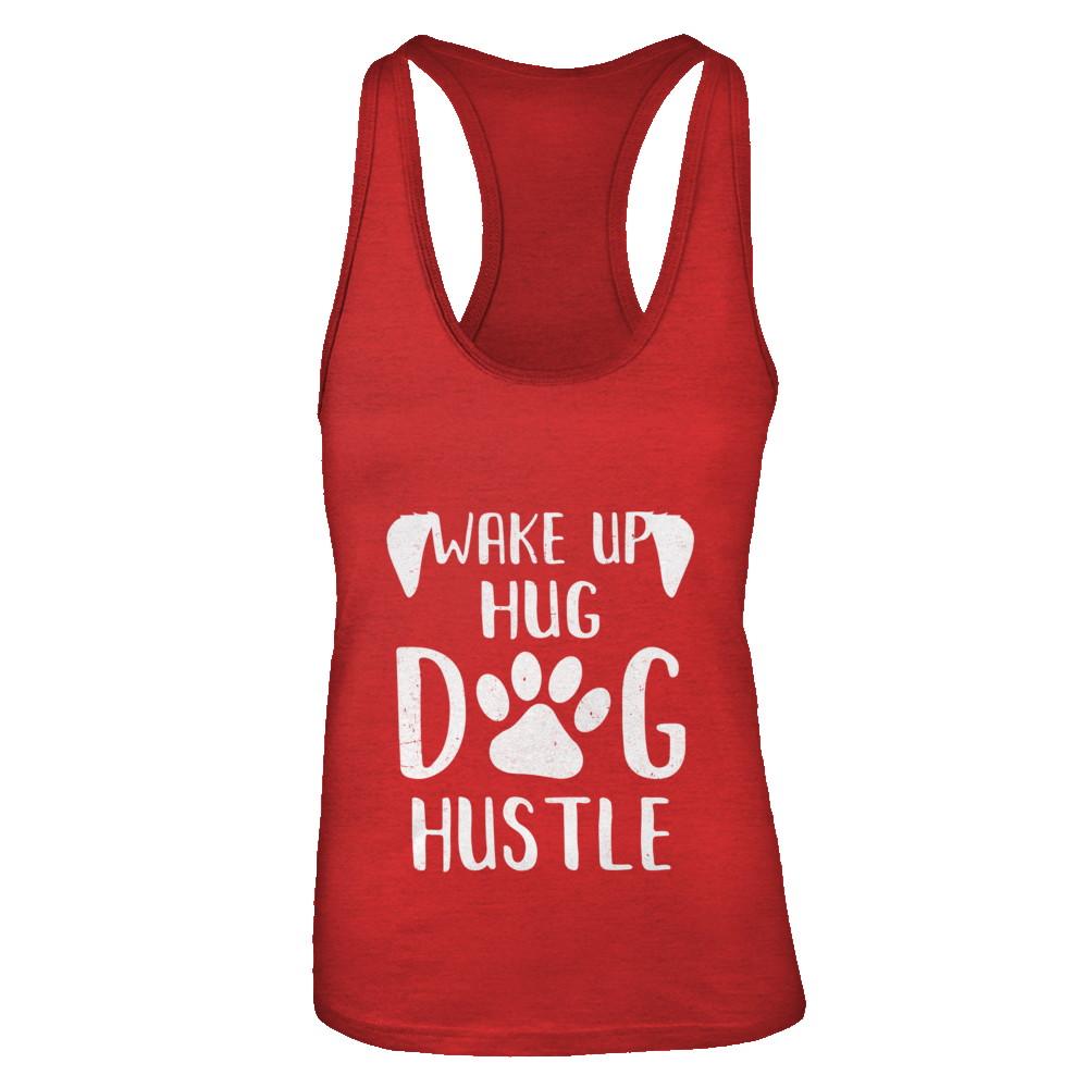 Wake Up Hug Dog Hustle Dogs Lover Gift-T-Shirt & Tank Top-Women's Ideal Racerback Tank-Red