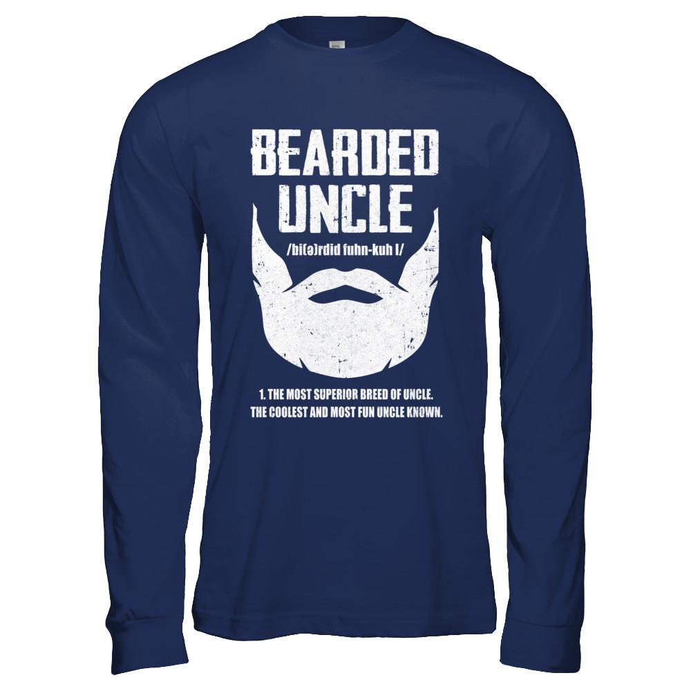 Bearded Funcle Funny Uncle Beard Definition-T-Shirt & Hoodie-Long Sleeve T-Shirt-Navy