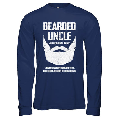 Bearded Funcle Funny Uncle Beard Definition-T-Shirt & Hoodie-Long Sleeve T-Shirt-Navy