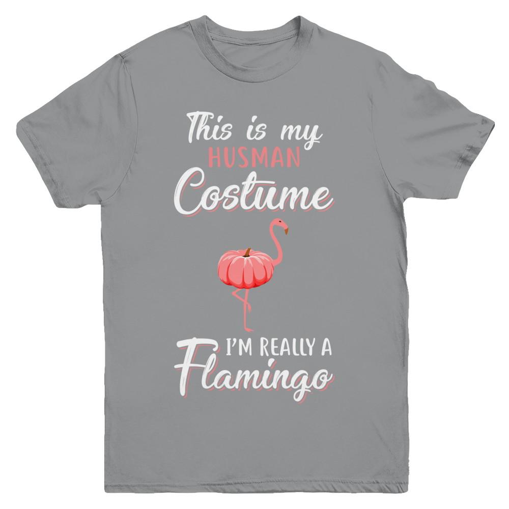 This Is My Human Costume I'm Really A Flamingo Halloween Youth-Youth Shirt-Youth T-Shirt-Sport Grey