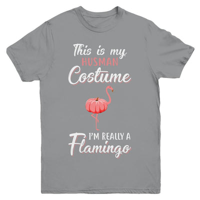 This Is My Human Costume I'm Really A Flamingo Halloween Youth-Youth Shirt-Youth T-Shirt-Sport Grey