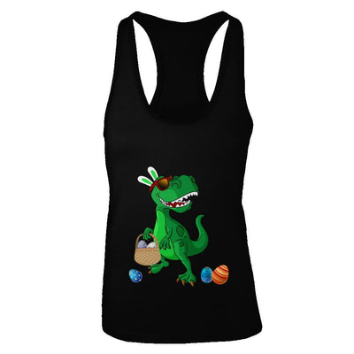 Funny Dabbing Cool Easter Bunny Dinosaur-T-Shirt & Tank Top-Women's Ideal Racerback Tank-Black