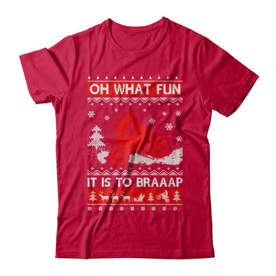 Oh What Fun It Is To Braaap Dirt Bike Ugly Christmas Sweater-T-Shirt & Sweatshirt-Classic T-Shirt-Red