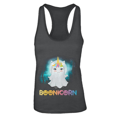 Boonicorn Ghost Unicorn Halloween Girls-T-Shirt & Tank Top-Women's Ideal Racerback Tank-Black