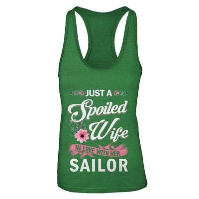 Just A Spoiled Wife In Love With Her Sailor Wife Gift-T-Shirt & Tank Top-Women's Ideal Racerback Tank-Kelly Green