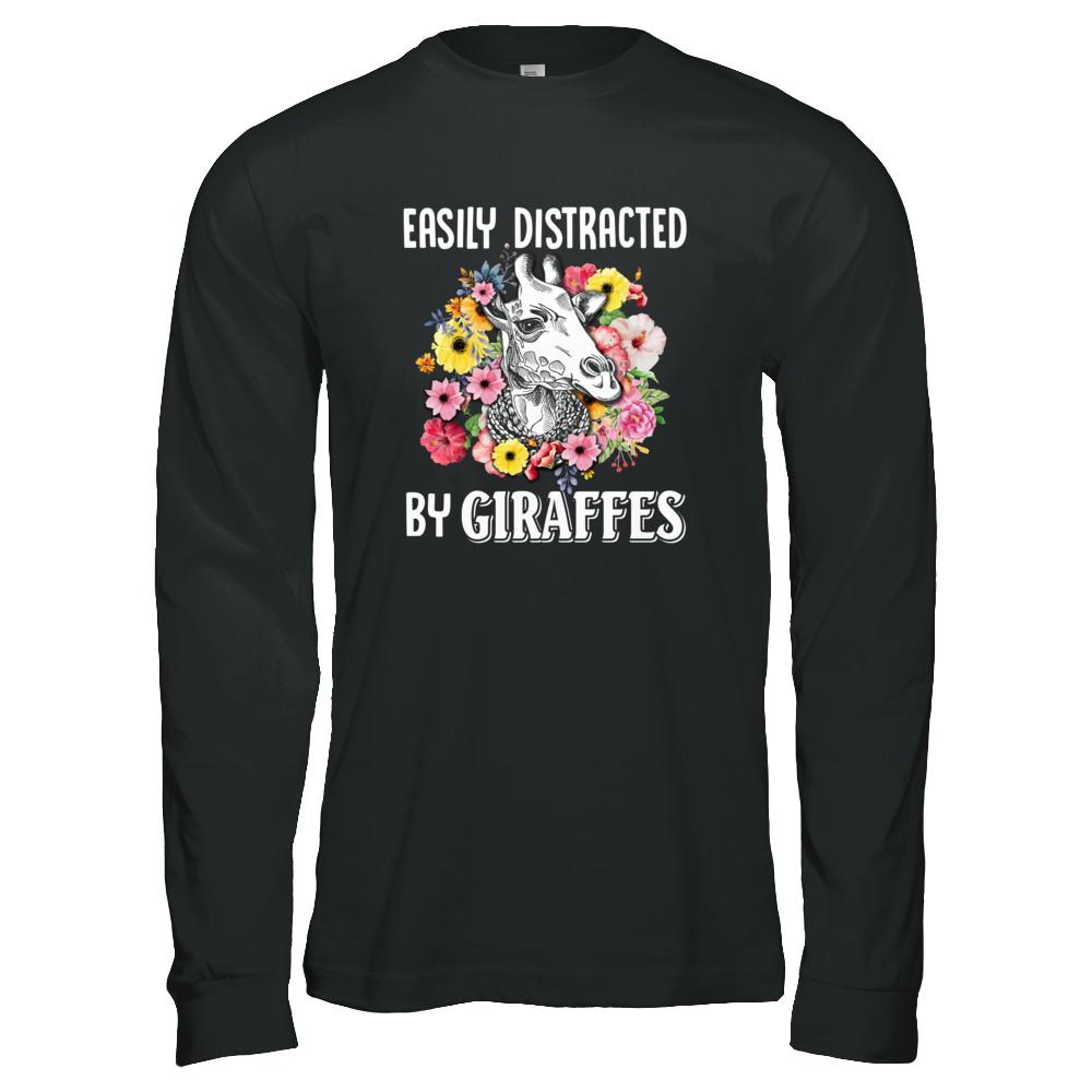 Easily Distracted By Giraffes-T-Shirt & Tank Top-Long Sleeve T-Shirt-Black