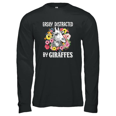 Easily Distracted By Giraffes-T-Shirt & Tank Top-Long Sleeve T-Shirt-Black
