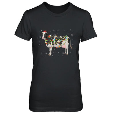 Vintage Cow Merry Christmas Light Led-T-Shirt & Hoodie-Women's T-Shirt-Black