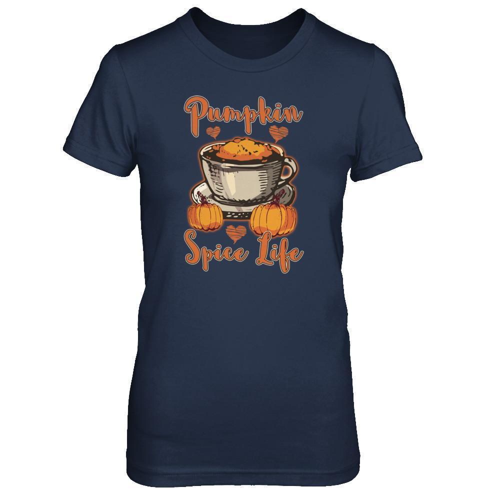 Pumpkin Spice Life Coffee Autumn Life Season-T-Shirt & Tank Top-Women's T-Shirt-Navy