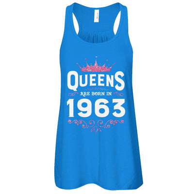 Queens Are Born In 1963 Birthday Gift-T-Shirt & Tank Top-Women's Flowy Racerback Tank-True Royal