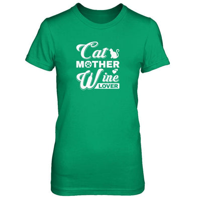 Cat Mother Wine Lover-T-Shirt & Tank Top-Women's T-Shirt-Irish Green