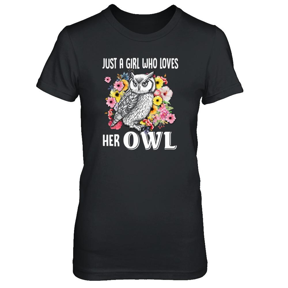 Just A Girl Who Loves Her Owl-T-Shirt & Tank Top-Women's T-Shirt-Black