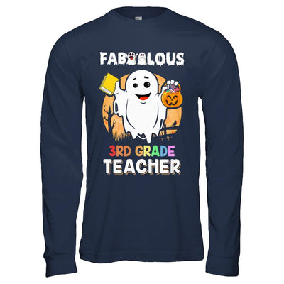 Faboolous Fabulous 3rd Grade Teacher Halloween-T-Shirt & Hoodie-Long Sleeve T-Shirt-Navy