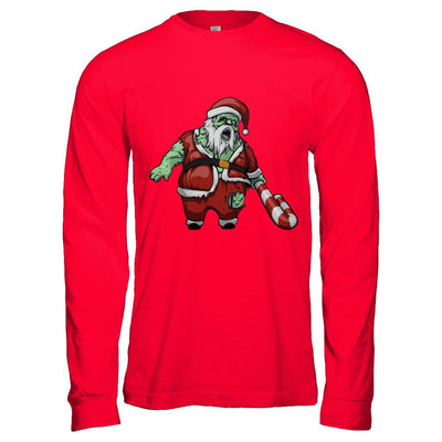 Zombie Santa Scary Christmas Halloween Costume-T-Shirt & Hoodie-Long Sleeve T-Shirt-Red